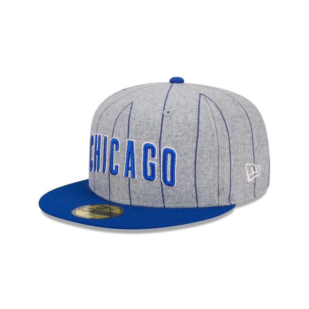 New Era Chicago Cubs Heather Pinstripe 59FIFTY Fitted Hat - Size 7 3/8